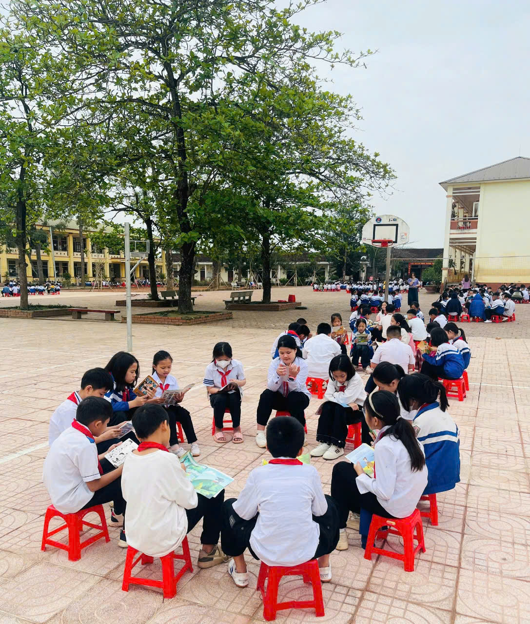 Học sinh toàn trường tham gia đọc sách